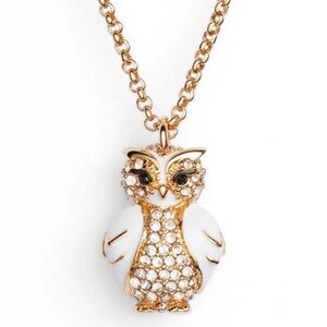 LIKE NEW! PERFECT CONDITION! KATE SPADE “STAR BRIGHT” PAVE OWL PENDANT NECKLACE